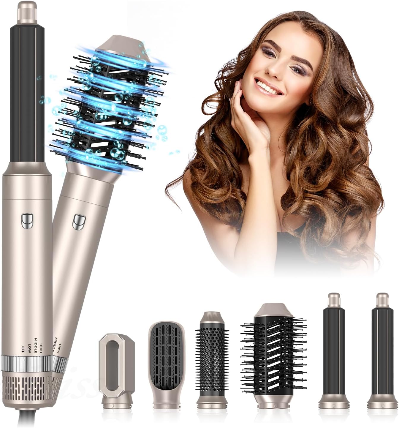 6 in 1 Gold Multifunction Air Styler & Hair Dryer Brush