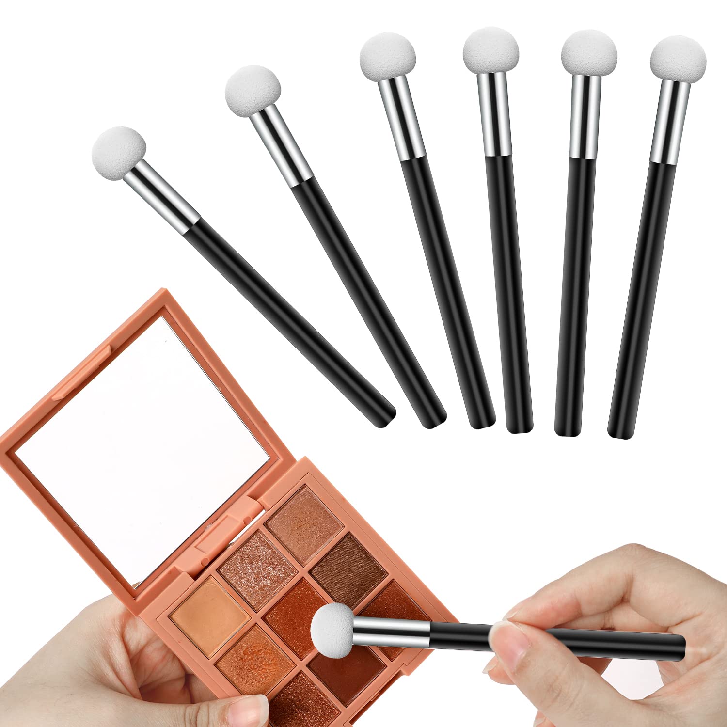 6 Pcs Black Makeup Sponges & Brushes Set for Foundation and Eyeshadow - Image 4