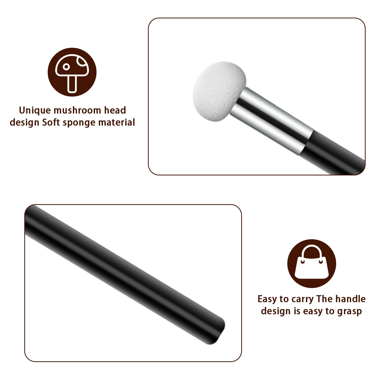 6 Pcs Black Makeup Sponges & Brushes Set for Foundation and Eyeshadow - Image 7