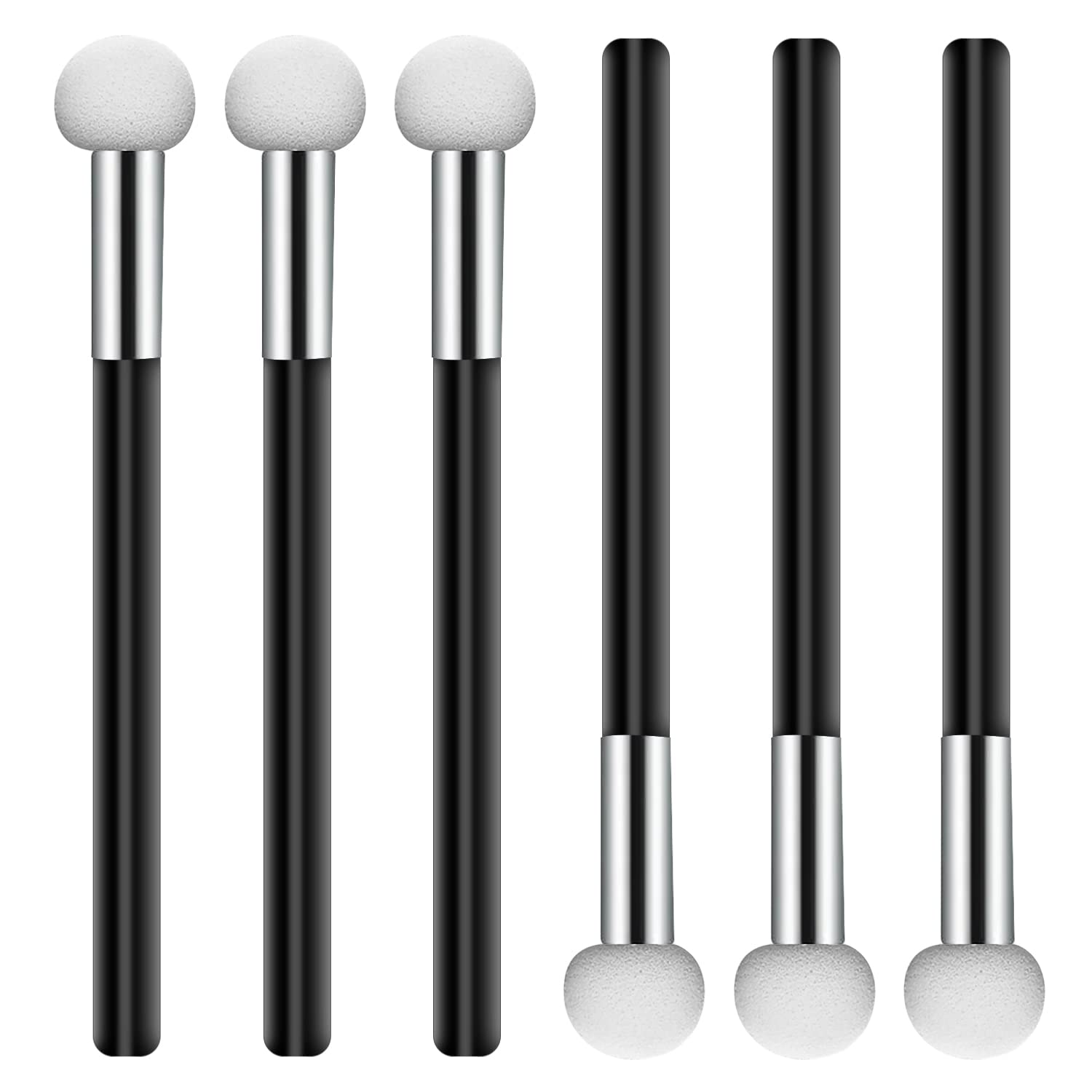 6 Pcs Black Makeup Sponges & Brushes Set for Foundation and Eyeshadow