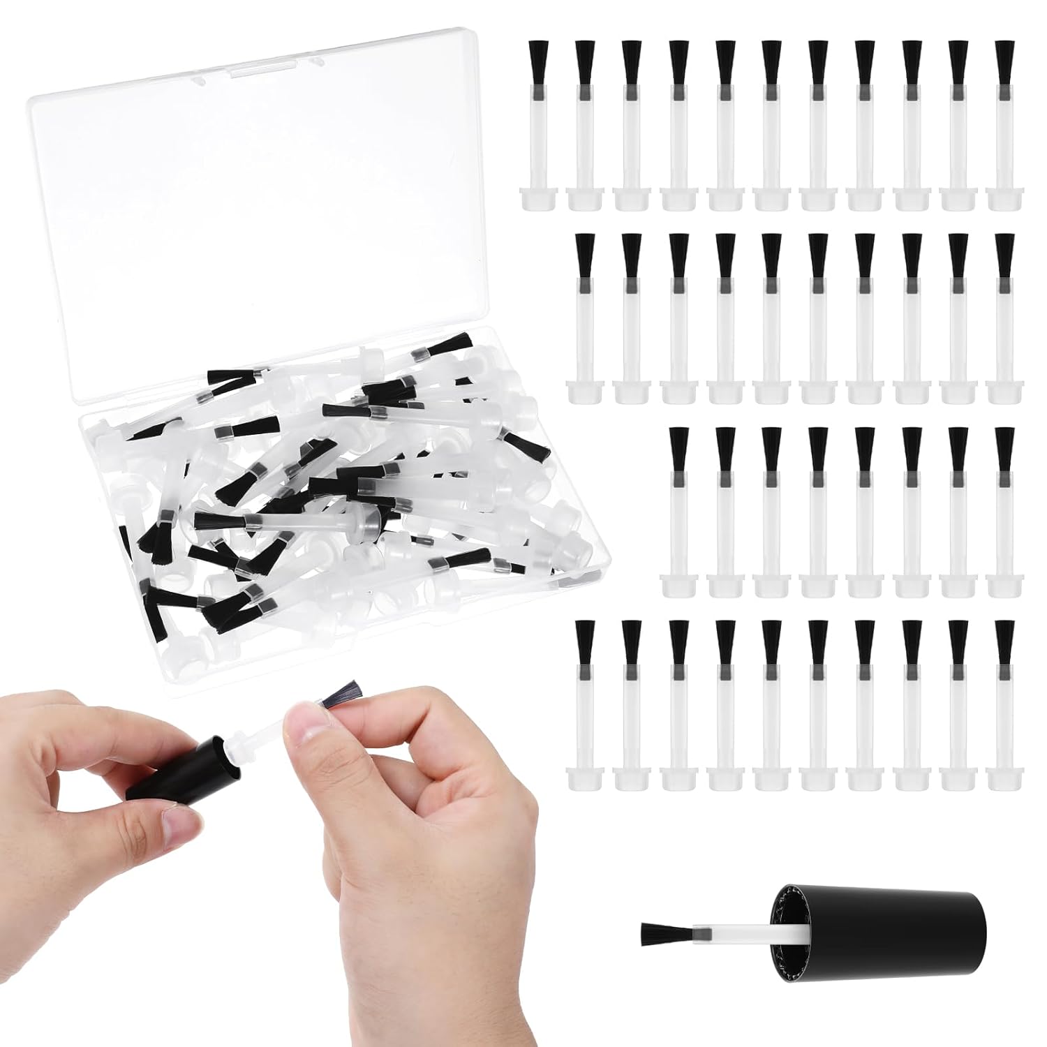 60 Pcs Mini Disposable Nail Polish Dip Brushes for Salon Use
