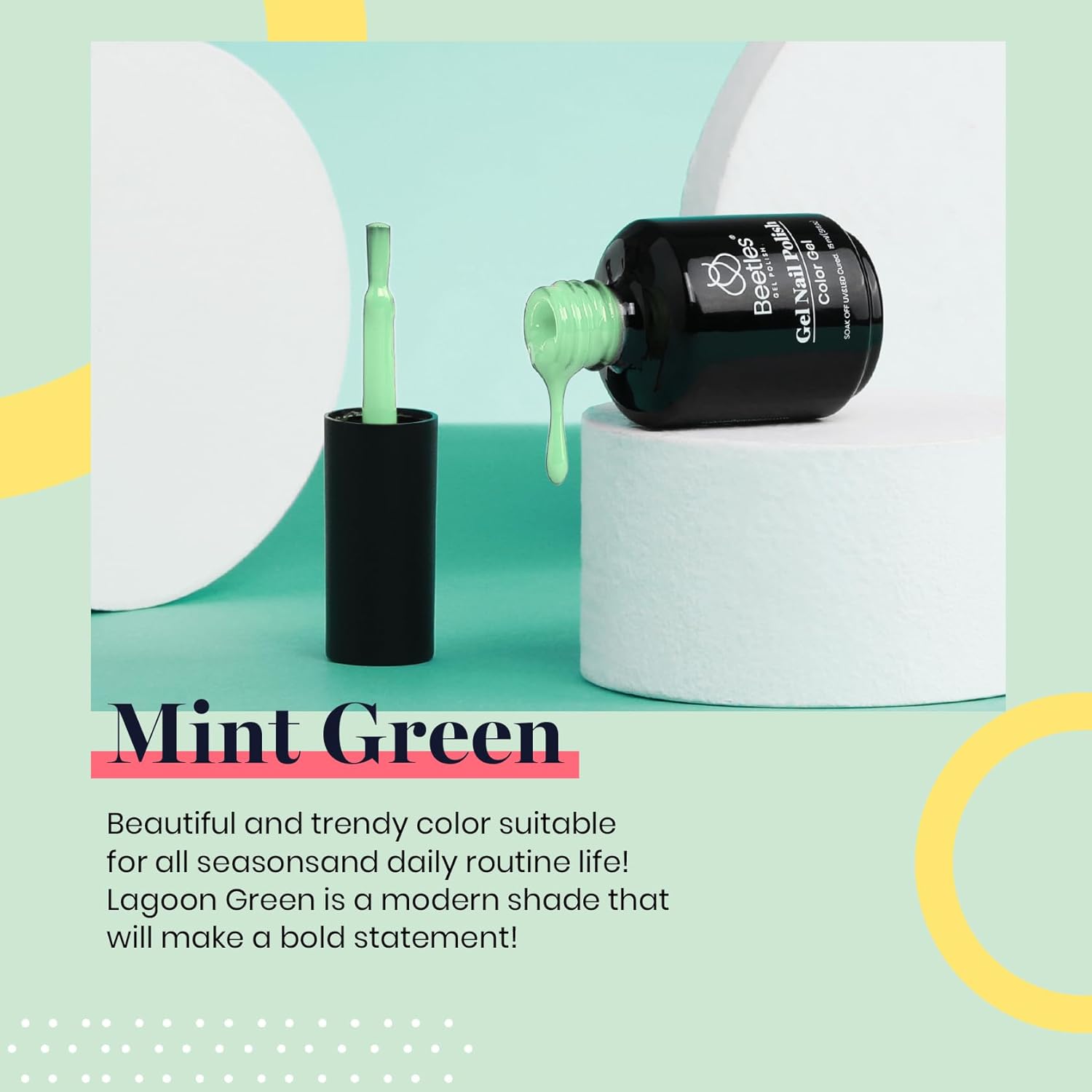 Beetles Gel Nail Polish 15ml Green Gel Polish Pastel Mint Green Color Gel Polish Soak off Uv Led Nail Lamp Nail Art Manicure Salon Salon DIY Gel Nail Design - Image 2