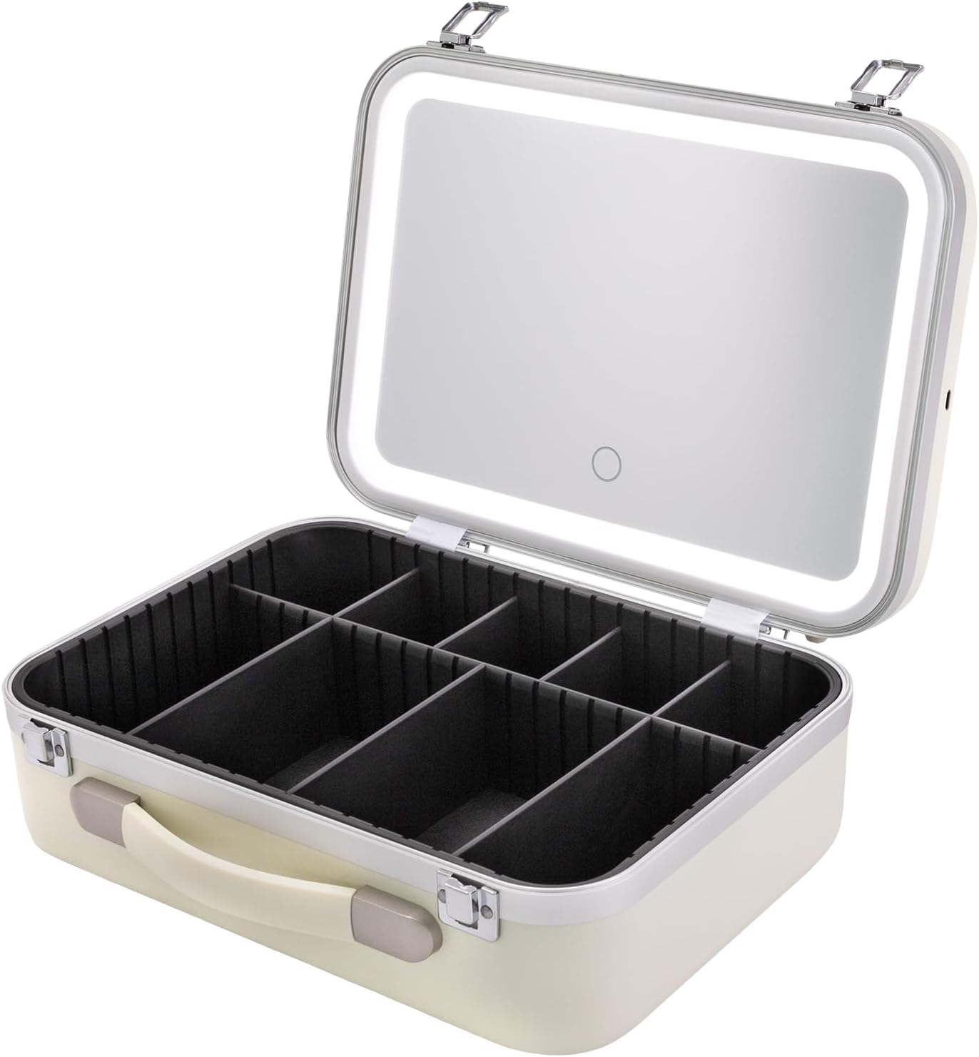 DNYSYSJ Makeup Train Case, Cosmetic Organizer Box, Makeup Case with Lights and Mirror, Makeup Case with Customized Dividers, Large Makeup Artist Organizer Kit
