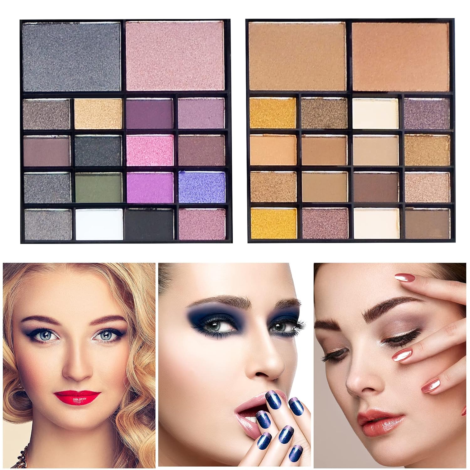 74-Color Makeup Kit: 36 Eyeshadows, 28 Lip Glosses, Blush, Contour, Brushes & Mirror - Image 4