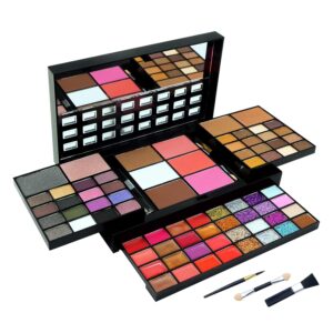74-Color Makeup Kit: 36 Eyeshadows, 28 Lip Glosses, Blush, Contour, Brushes & Mirror