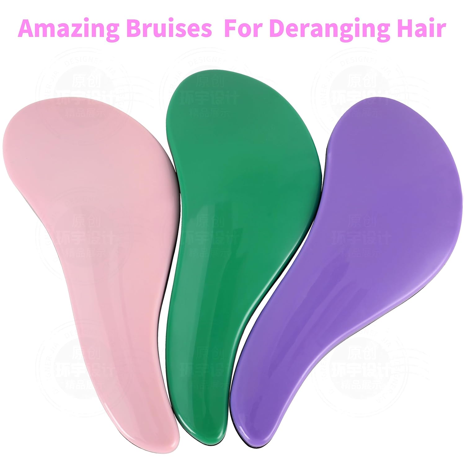 79STYLE 3pcs Detangler Brush Tangle Free Hair Brushes For Kids Knot Free No Pain Detangling Kids Hair Brush Combs For Curly Fine Hair (Size 7.4 Inch -Purple) - Image 2