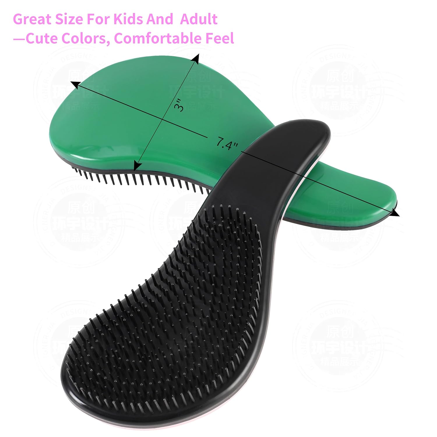 79STYLE 3pcs Detangler Brush Tangle Free Hair Brushes For Kids Knot Free No Pain Detangling Kids Hair Brush Combs For Curly Fine Hair (Size 7.4 Inch -Purple) - Image 6