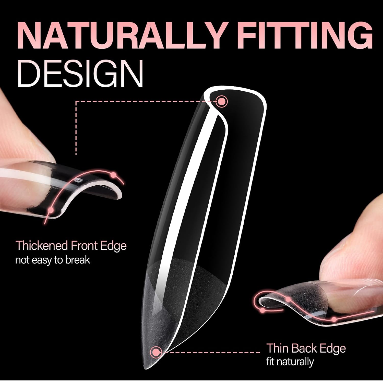 AILLSA Short Square Nail Tips Soft Gel Full Cover Clear Gelly Nail Tips Half Matte Acrylic Nail Tips Pre-Filed Fake Press on Nail Tips for Extension Home DIY Salon Manicure 216PCS 12 Sizes - Image 2