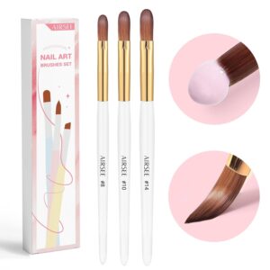 AIRSEE 3PCS Acrylic Nail Brush Set, Sizes 8/10/14 for Beginners & Professionals