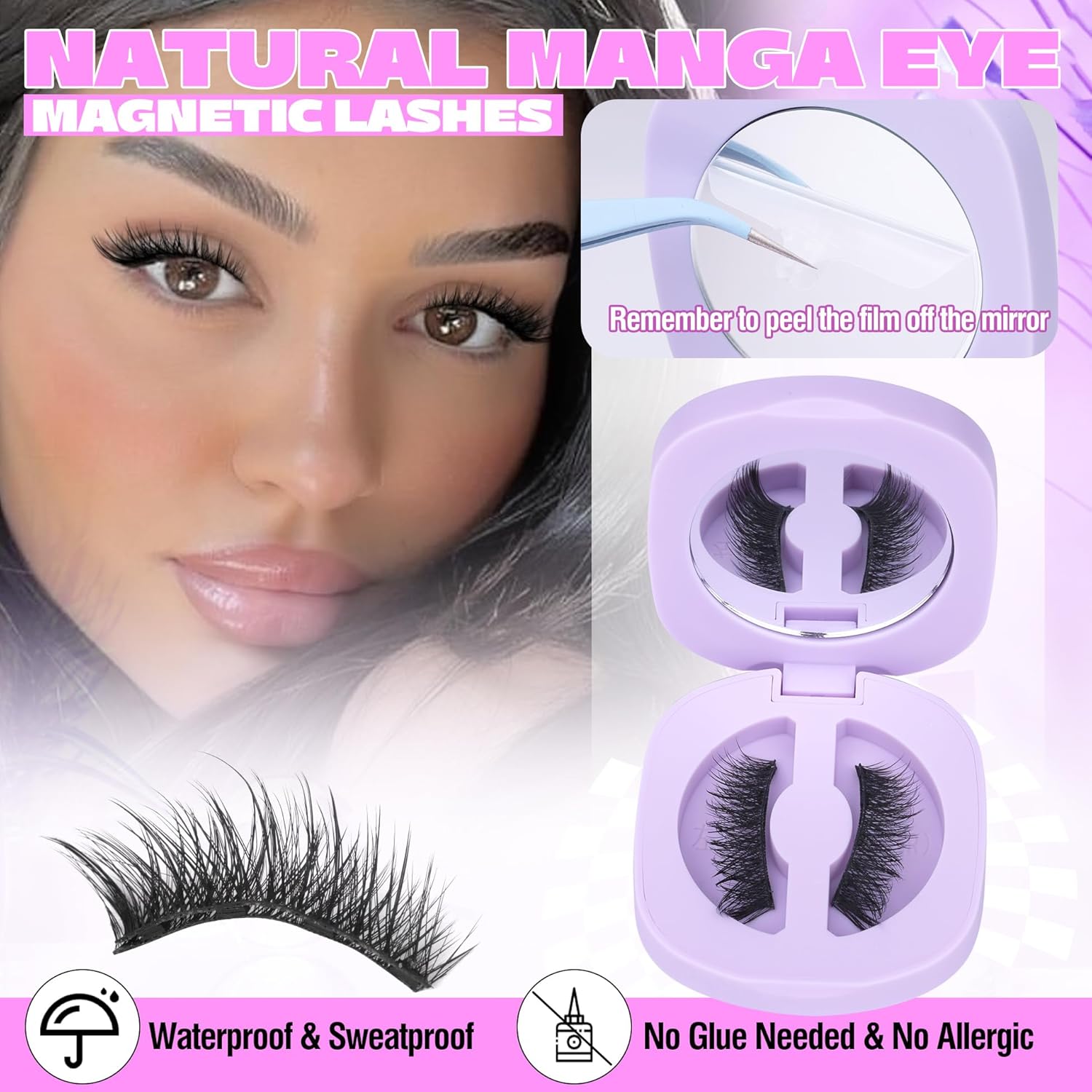 ALICE Magnetic Eyelashes without Eyeliner Natural Magnetic Lashes Kit with Magnetic Lash Applicator Wispy Fluffy Reusable Magnetic Eyelashes Kit No Glue Needed - Image 6
