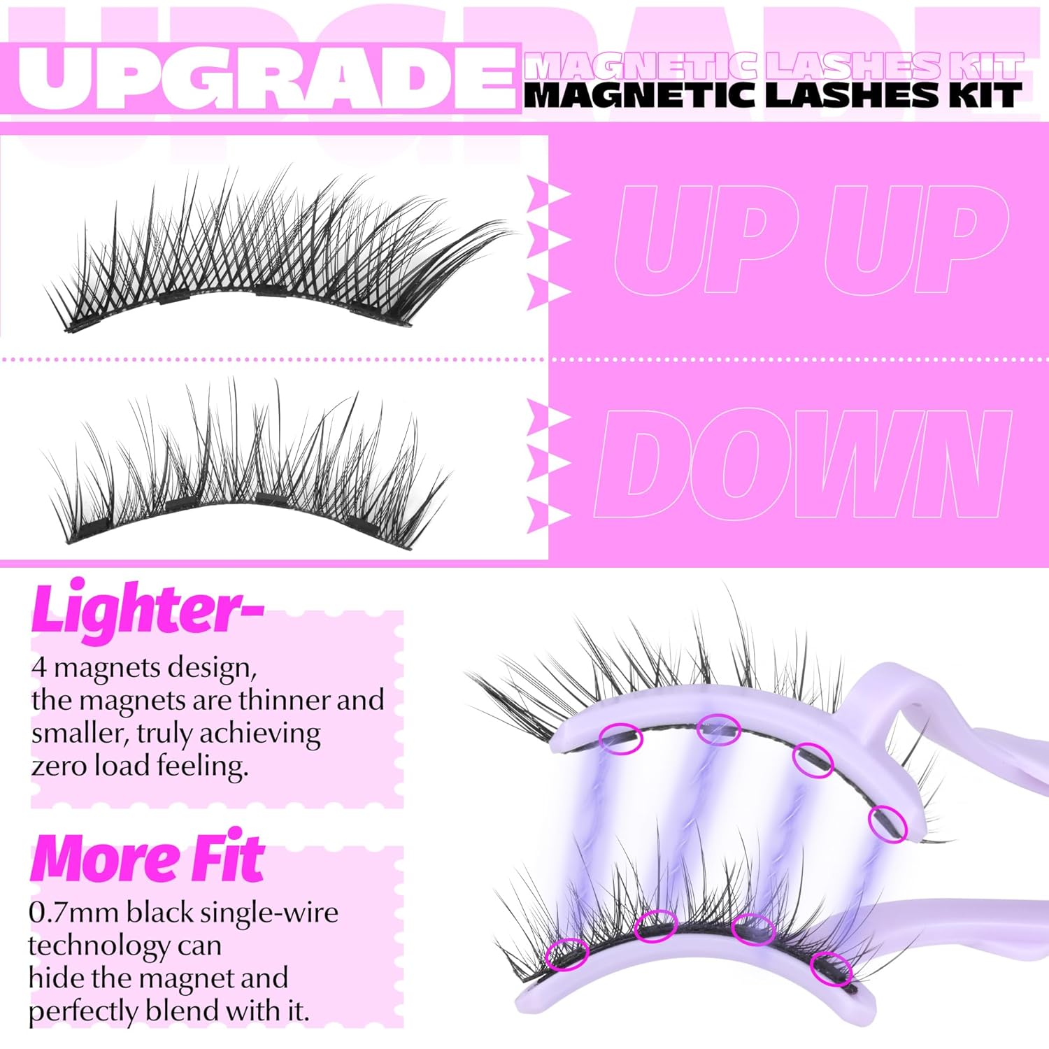ALICE Magnetic Eyelashes without Eyeliner Natural Magnetic Lashes Kit with Magnetic Lash Applicator Wispy Fluffy Reusable Magnetic Eyelashes Kit No Glue Needed - Image 3