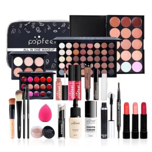 All in One Makeup Kit Makeup Kit for Women Full Kit Multipurpose Makeup Kit-Makeup Brush Set,Eyeshadow Palette,Lip Gloss Set, Makeup Bag,Eyebrow Pencil,Mascara and Face Makeup