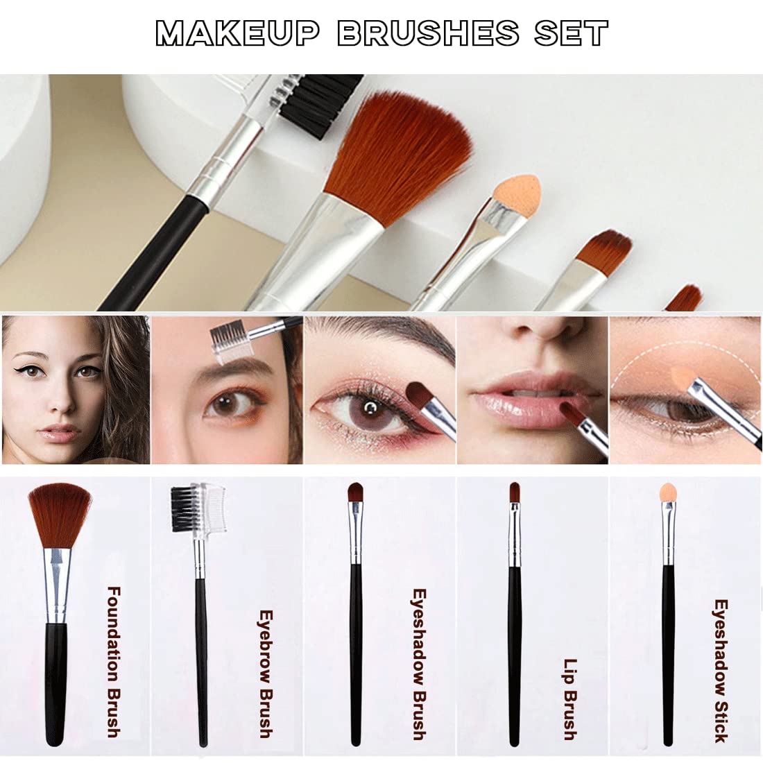 All-in-One Makeup Kit with 12 Eyeshadows, Mascara, Eyeliner, Brushes & Bag - Image 5