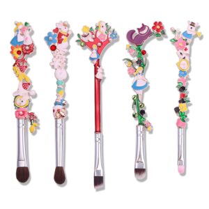 Alice in Wonderland Inspired 10-Piece Makeup Brush Set for Blending Contouring and Application