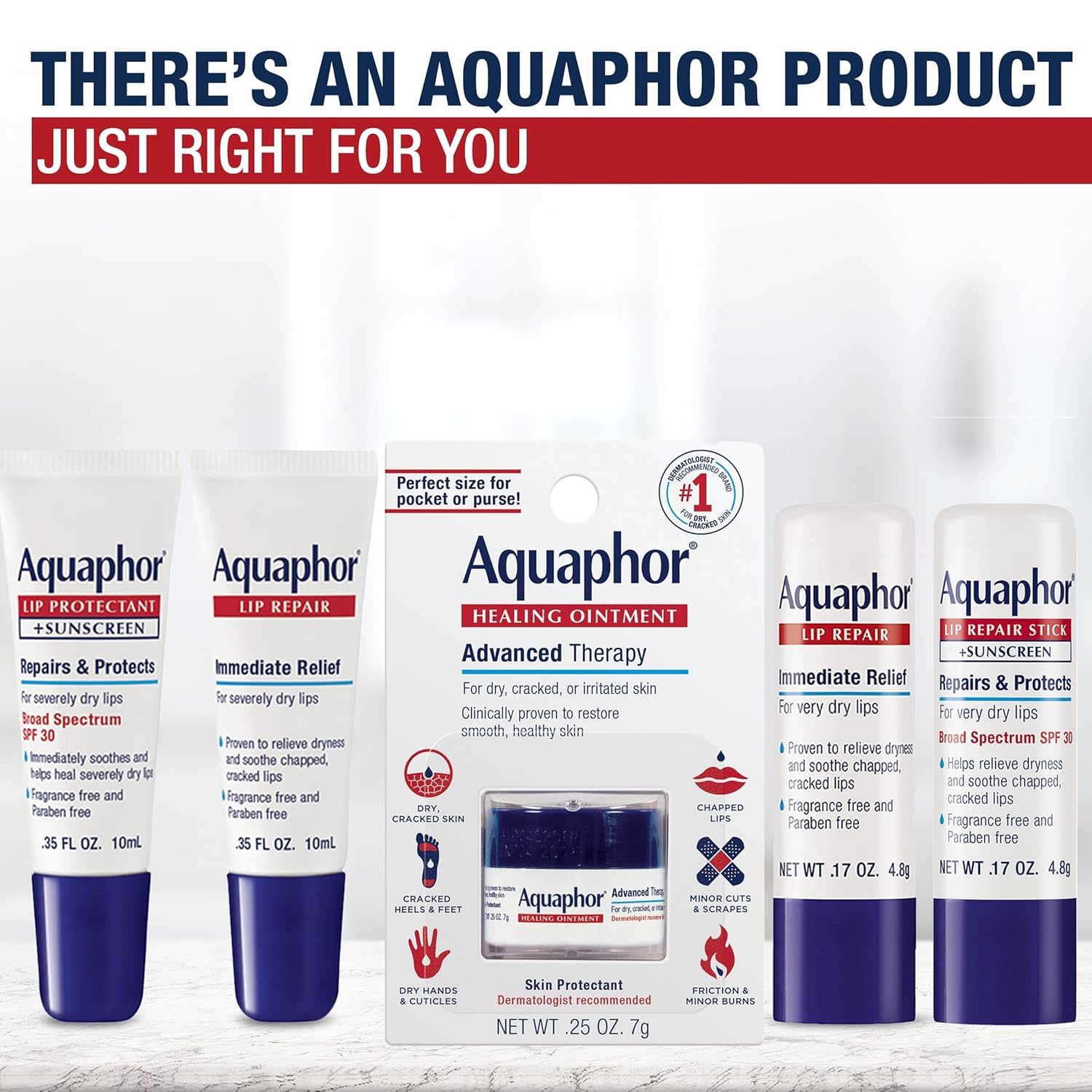 Aquaphor Lip Repair Ointment - .35 oz for Long-lasting Moisture & Chapped Lips - Image 7