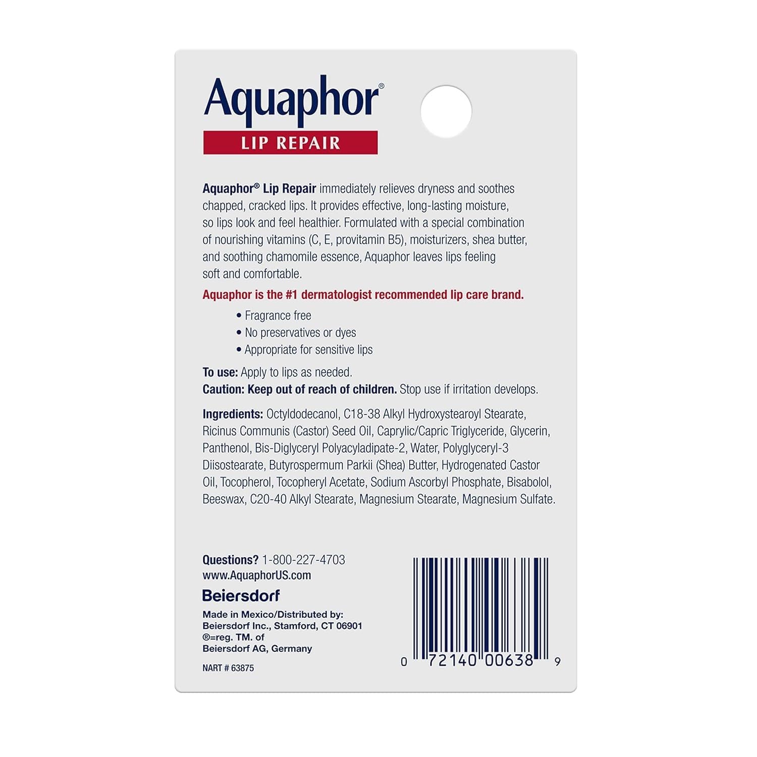 Aquaphor Lip Repair Ointment - .35 oz for Long-lasting Moisture & Chapped Lips - Image 2