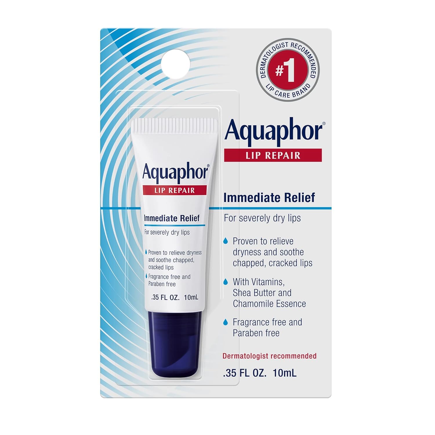 Aquaphor Lip Repair Ointment - .35 oz for Long-lasting Moisture & Chapped Lips