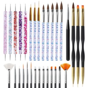Artdone 31pcs Nail Art Brush Set with Dotting Tools and Dust Brush