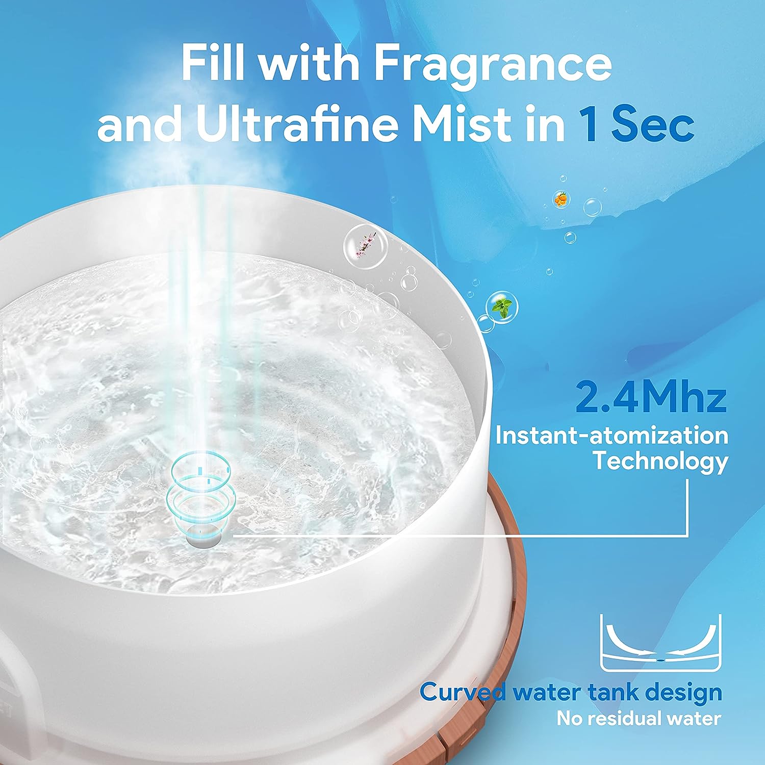 ASAKUKI 500ml Premium, Essential Oil Diffuser with Remote Control, 5 in 1 Ultrasonic Aromatherapy Fragrant Oil Humidifier Vaporizer, Timer and Auto-Off Safety Switch Brown - Image 3