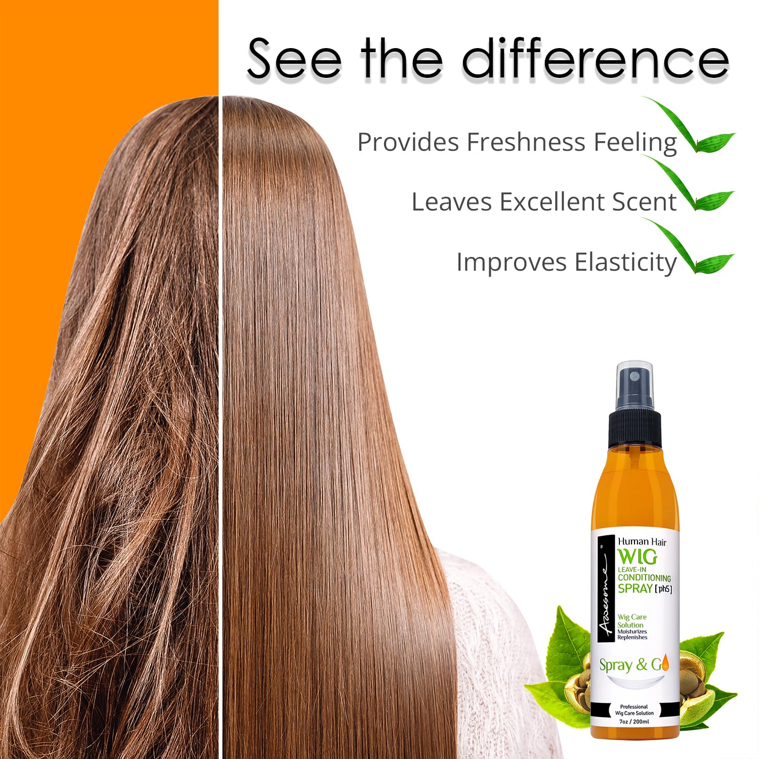 Awesome Human Hair Wig Leave in Conditioner Spray, pH5, Detangler & Easy Combing, Promoting Silkiness, Shine & Freshness, preventing Dryness (7 fl oz) - Image 5
