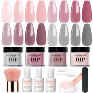 AZUREBEAUTY 4-Color Dip Powder Nail Kit with Base, Top Coat & Activator