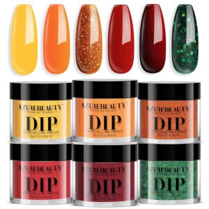 AZUREBEAUTY 6-Color Dip Powder Nail Set for Fall, No Lamp Needed