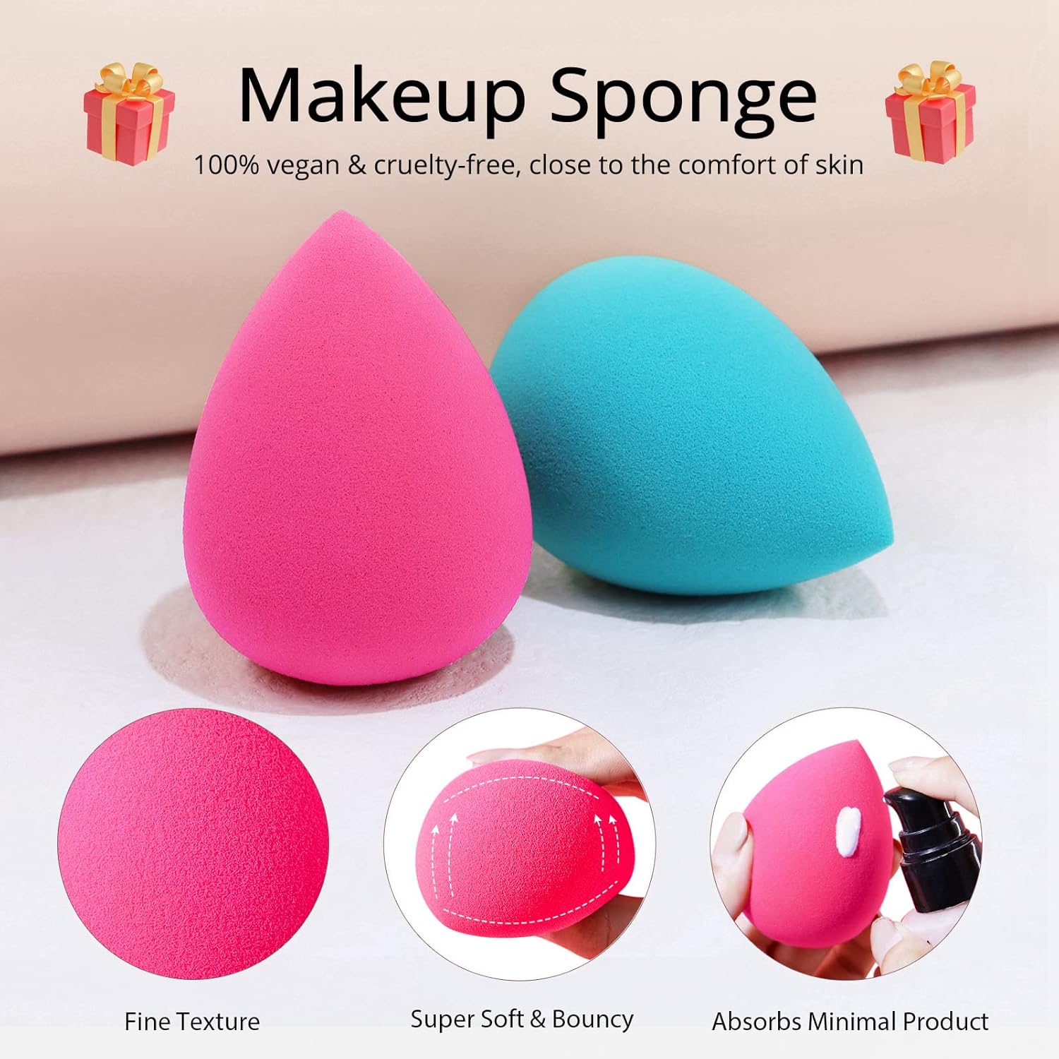 BEAKEY Professional Makeup Brush Set with 2 Blending Sponges for Face and Eyes - Image 4