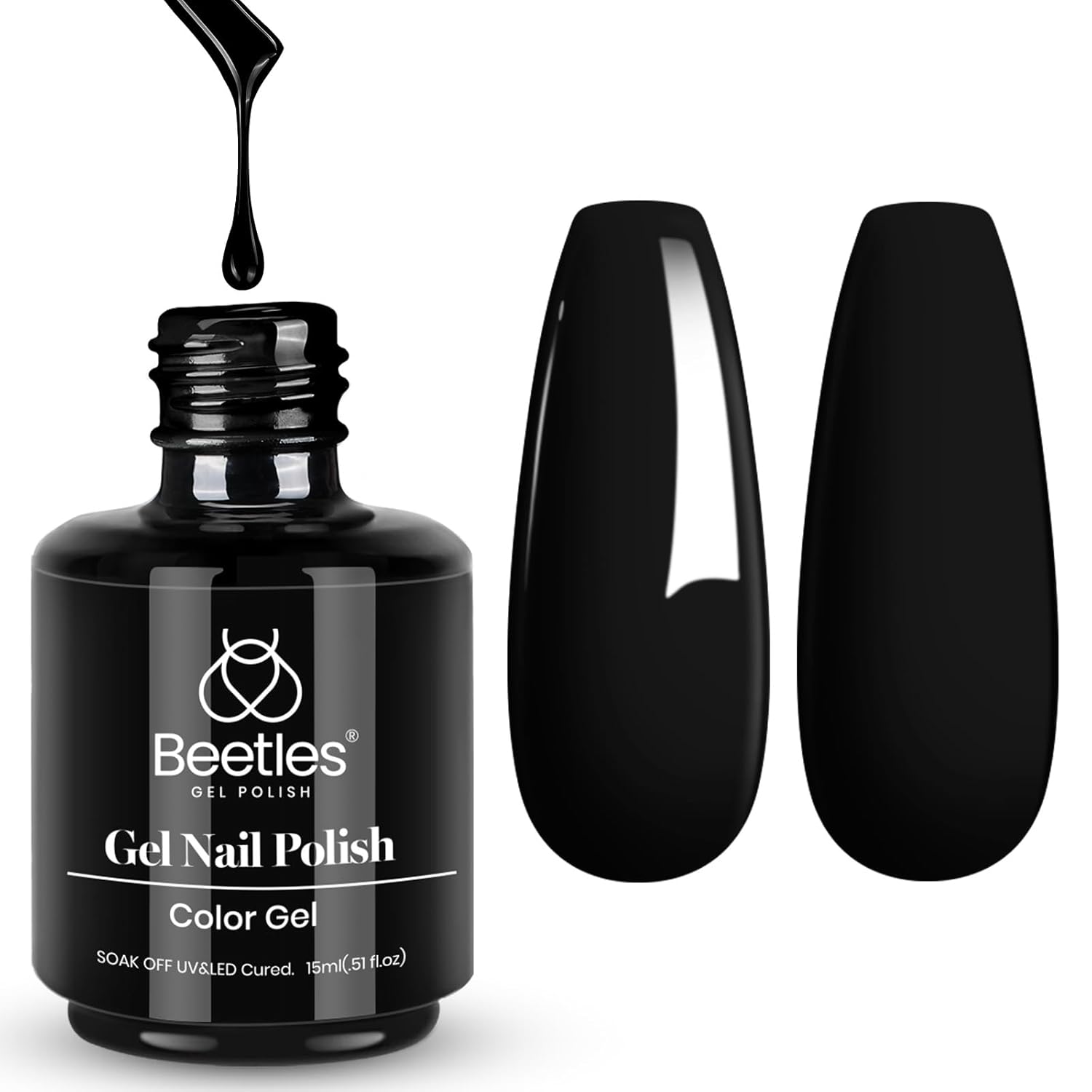 Beetles 15ml Audrey Black Soak Off Gel Nail Polish for Home Manicure