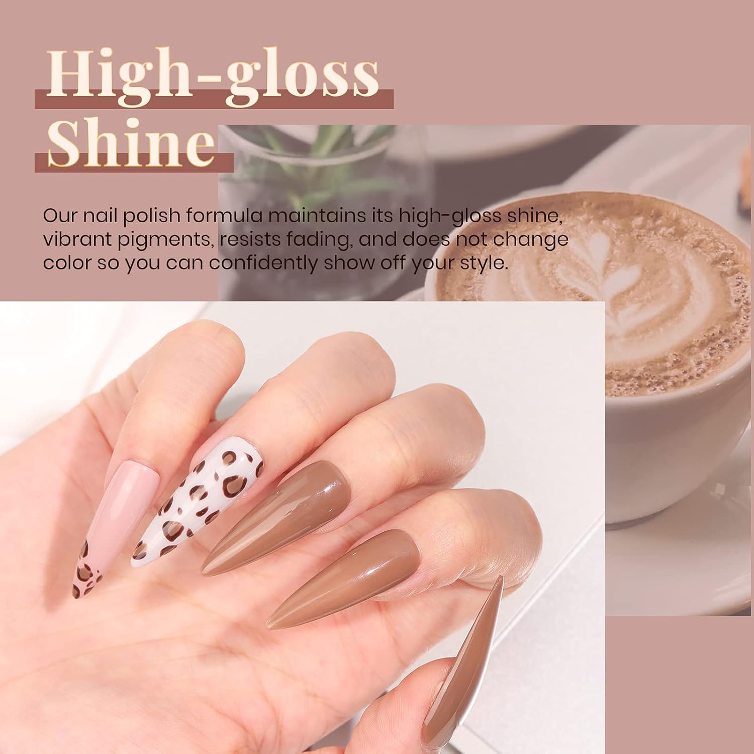 Beetles Fall Gel Nail Polish Set Brown Beige Mauve Pink Nude White Neutral 6 Colors Coffee Cafe Collection Gel Nail Polish Kit for Nail Art Manicure Soak Off Uv LED Nail Lamp Gel Gifts Set - Image 6