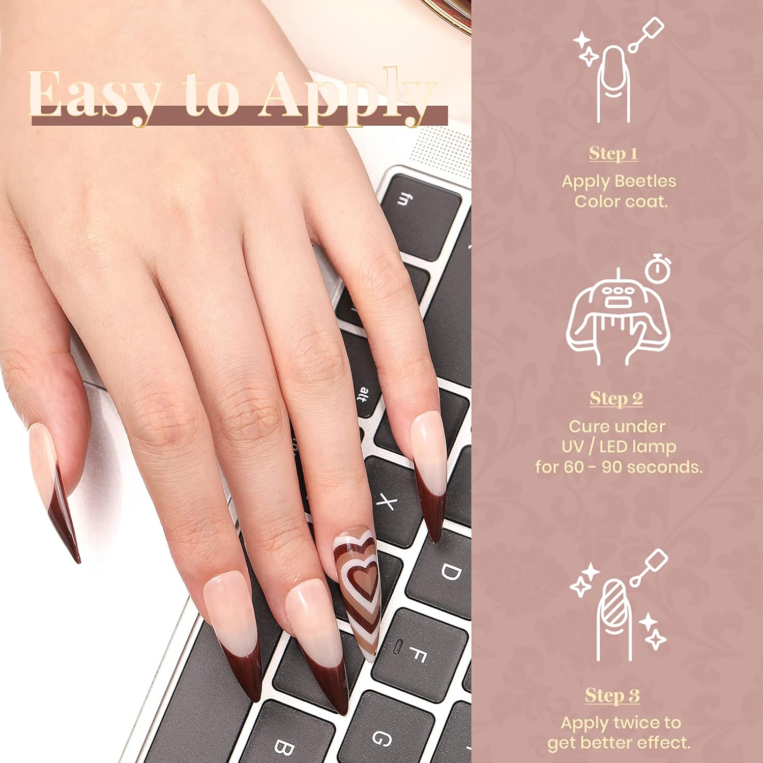 Beetles Fall Gel Nail Polish Set Brown Beige Mauve Pink Nude White Neutral 6 Colors Coffee Cafe Collection Gel Nail Polish Kit for Nail Art Manicure Soak Off Uv LED Nail Lamp Gel Gifts Set - Image 5