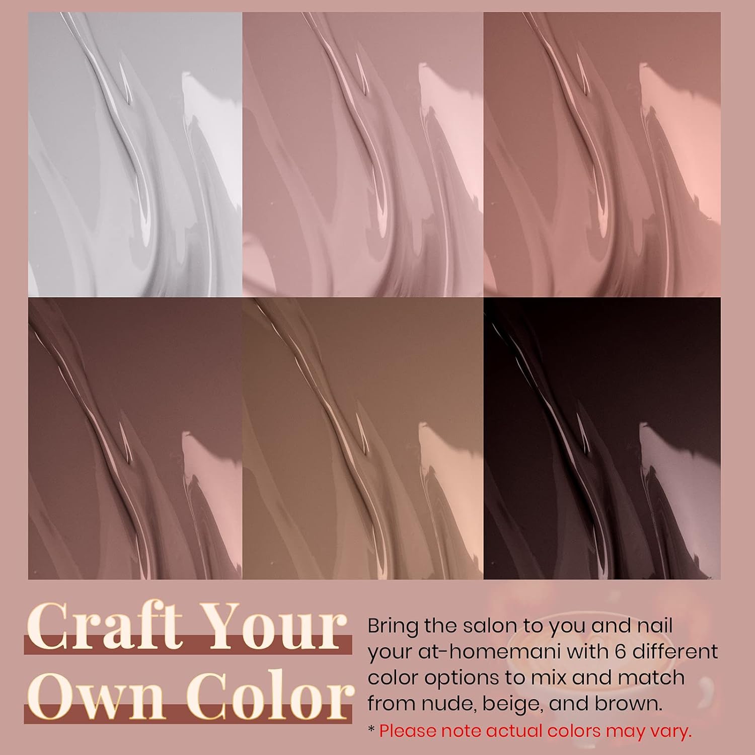Beetles Fall Gel Nail Polish Set Brown Beige Mauve Pink Nude White Neutral 6 Colors Coffee Cafe Collection Gel Nail Polish Kit for Nail Art Manicure Soak Off Uv LED Nail Lamp Gel Gifts Set - Image 3