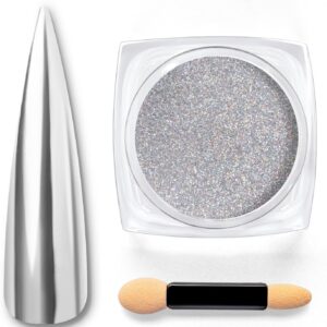 beetles Gel Polish Sliver Chrome Nail Powder, Mirror Metallic Effect Premium Salon Nail Glitter Manicure Pigments for Nail Art Design, 0.04oz/1g