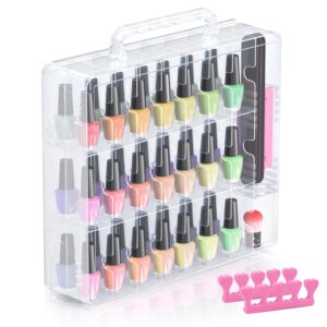 Beloving 48-Bottle Transparent Nail Polish Organizer with Adjustable Divider, Double-Sided Storage