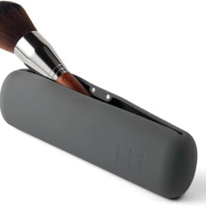 BEZOX Travel Makeup Brush Holder with Magnet Closure - Silicone Make Up Brushes Case for Travel – Portable Cosmetic Brush Organizer Pouch Travel Essentials - Grey