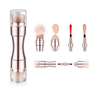 Bling Toman 4-in-1 Rose Gold Mini Makeup Brush Set for Travel - Compact and Versatile
