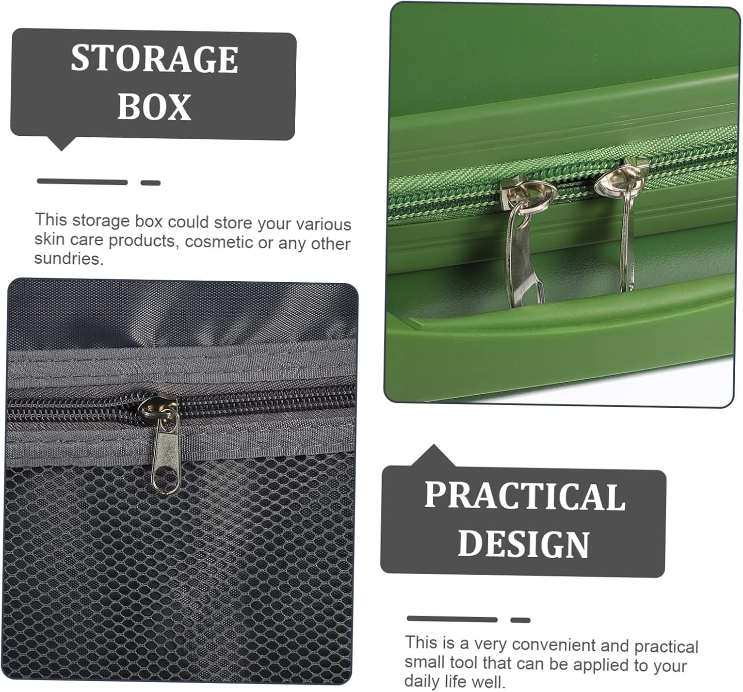 Box Mini Cosmetic Case Makeup Carrying Case Makeup Bag for Travel Mini Makeup Kit Travel Makeup Brush Small Portable Makeup Bag Small Toiletry Bag Mini Toiletry Bag Green PC - Image 3