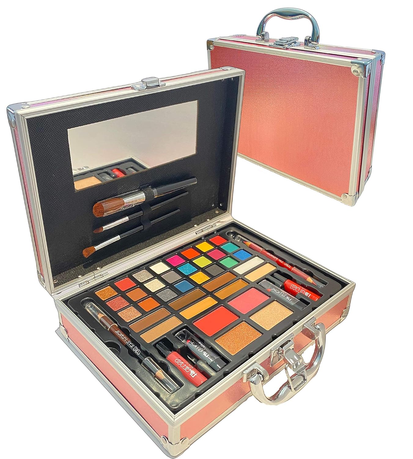 BR Carry All Trunk Makeup Kit: Eyeshadow, Eyeliner, Lipstick in Clear Case