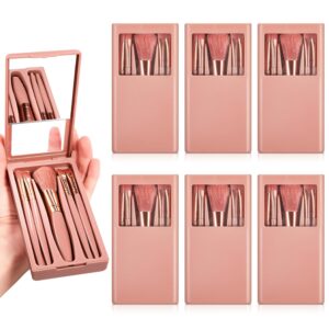 Bridesmaid Proposal Gift Set: Mini Travel Makeup Brushes & Cosmetic Bag (Cameo Brown)