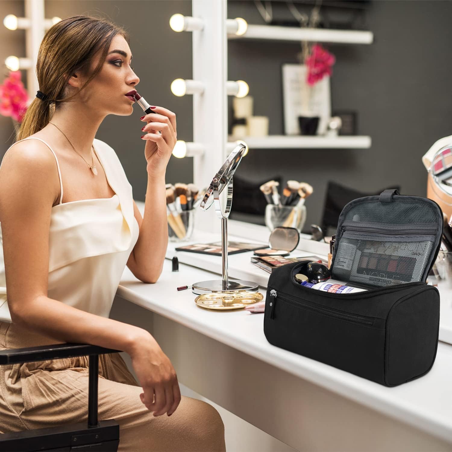 Buruis Travel Toiletry Bag for Men and Women, Hanging Toiletry Organizer Cosmetics Makeup Bag, Water-resistant Dopp Kit Shaving Bag, Small Toiletry Bag for Travel Essentials, Accessories - Image 6