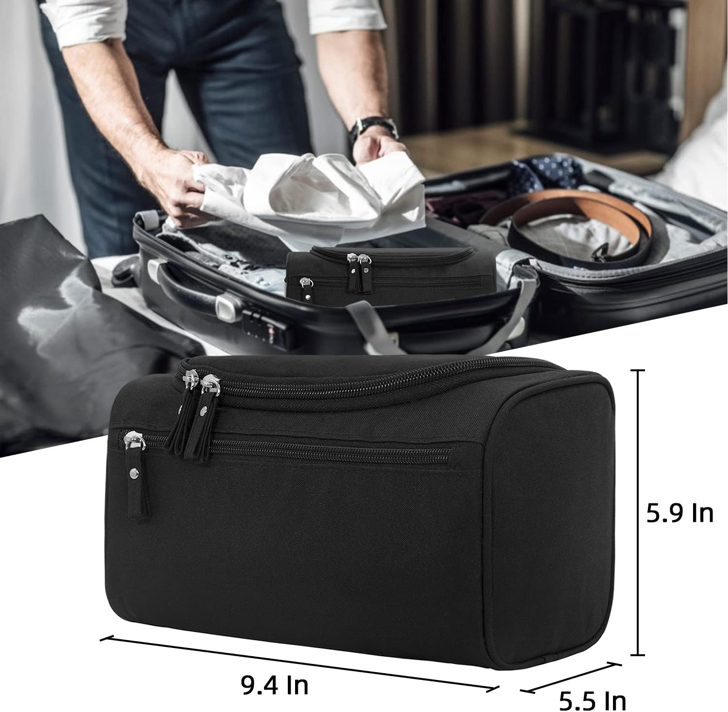 Buruis Travel Toiletry Bag for Men and Women, Hanging Toiletry Organizer Cosmetics Makeup Bag, Water-resistant Dopp Kit Shaving Bag, Small Toiletry Bag for Travel Essentials, Accessories - Image 4