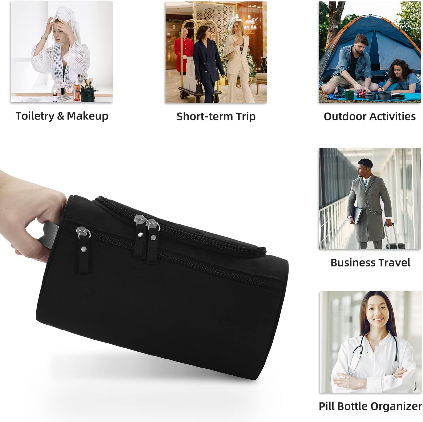 Buruis Travel Toiletry Bag for Men and Women, Hanging Toiletry Organizer Cosmetics Makeup Bag, Water-resistant Dopp Kit Shaving Bag, Small Toiletry Bag for Travel Essentials, Accessories - Image 3