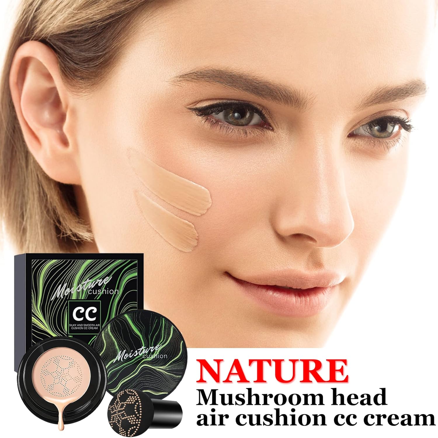 CAHIUYOA 2PCS Mushroom Head Foundation CC/BB Cream Full Coverage Matte Natural - Image 2