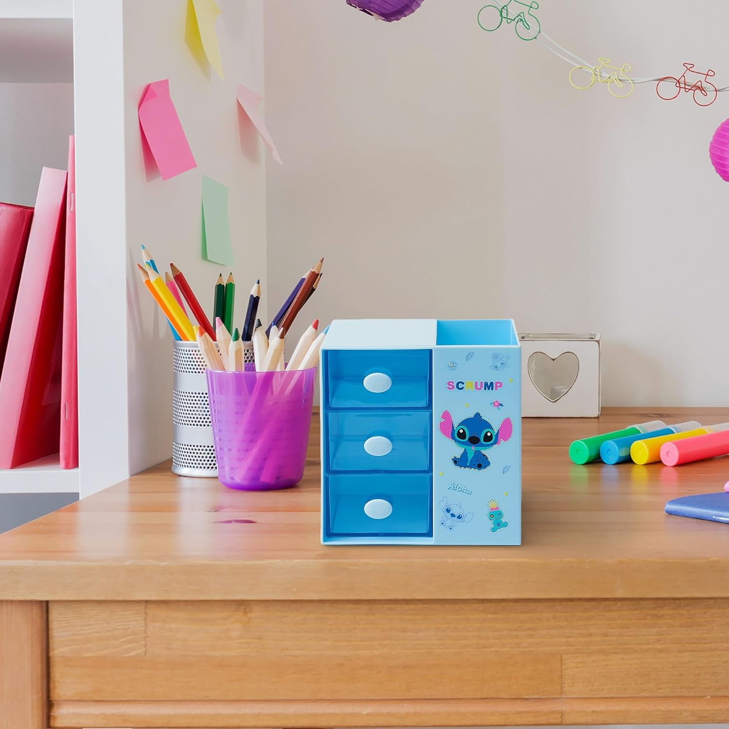 Cartoon Desk Organizer with 3 Drawers - Cute Multi-Functional Pen Holder - Image 5