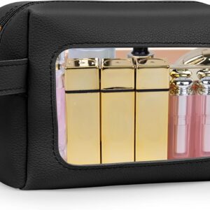 TSA Approved Clear Makeup Bag with Zipper for Travel and Essentials (Black)