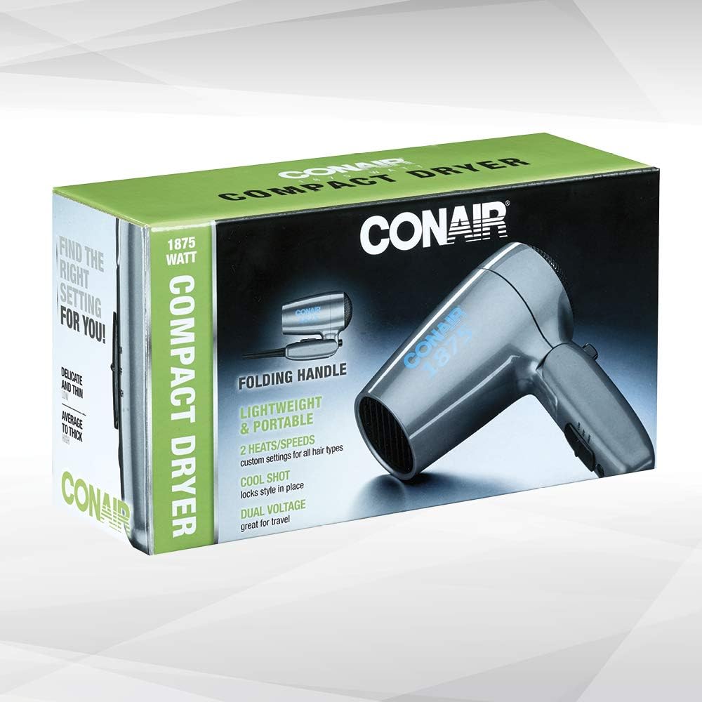 Conair 1875W Dual Voltage Compact Travel Hair Dryer with Folding Handle - Image 8
