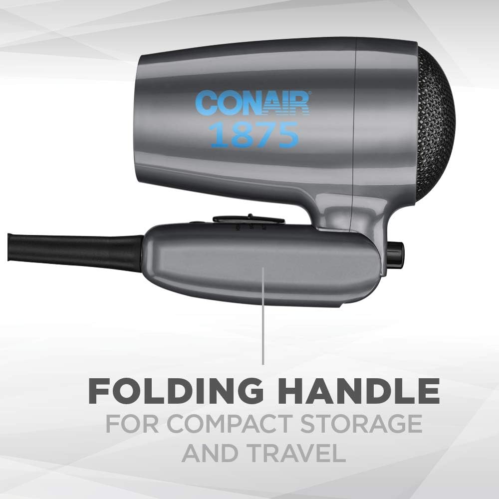Conair 1875W Dual Voltage Compact Travel Hair Dryer with Folding Handle - Image 3