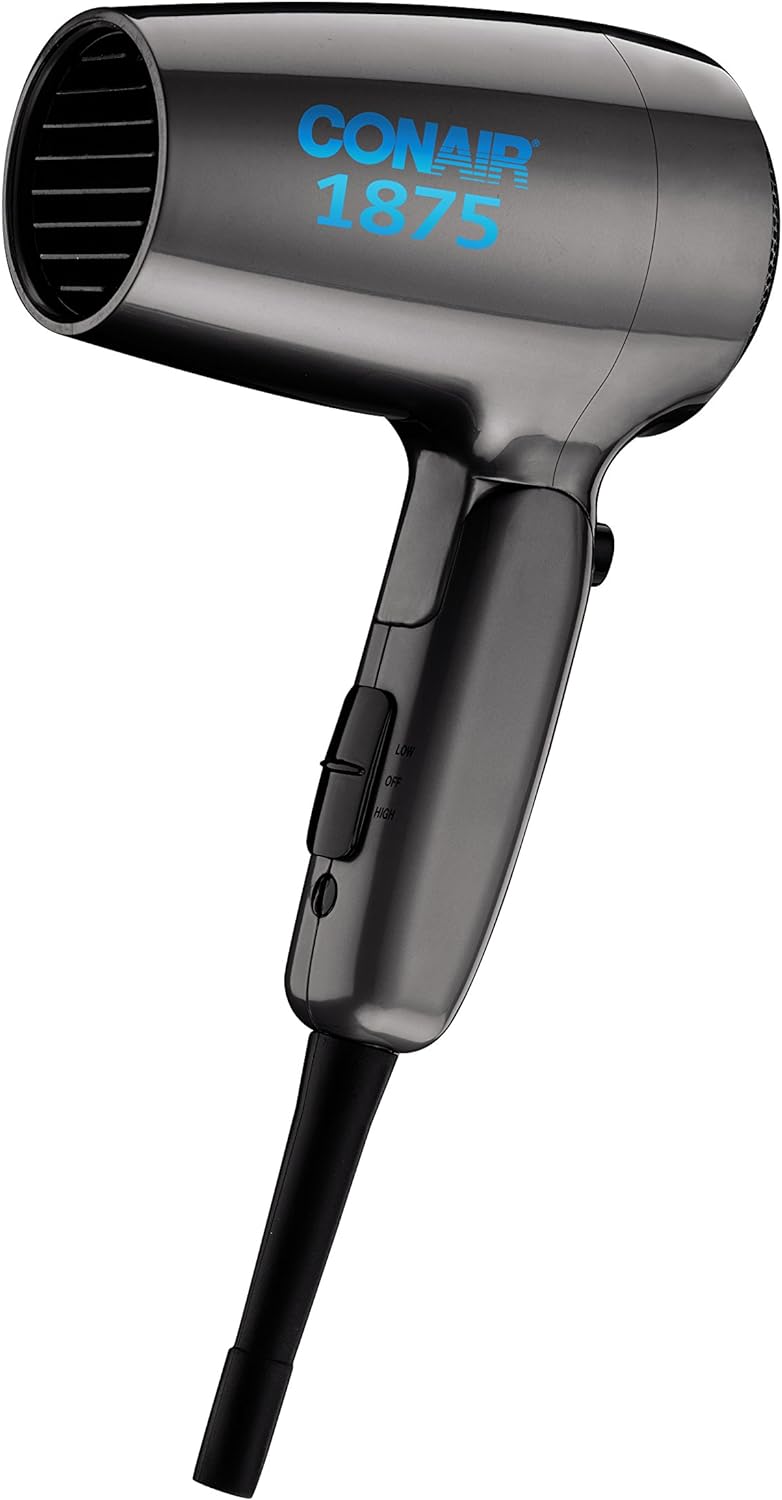 Conair 1875W Dual Voltage Compact Travel Hair Dryer with Folding Handle