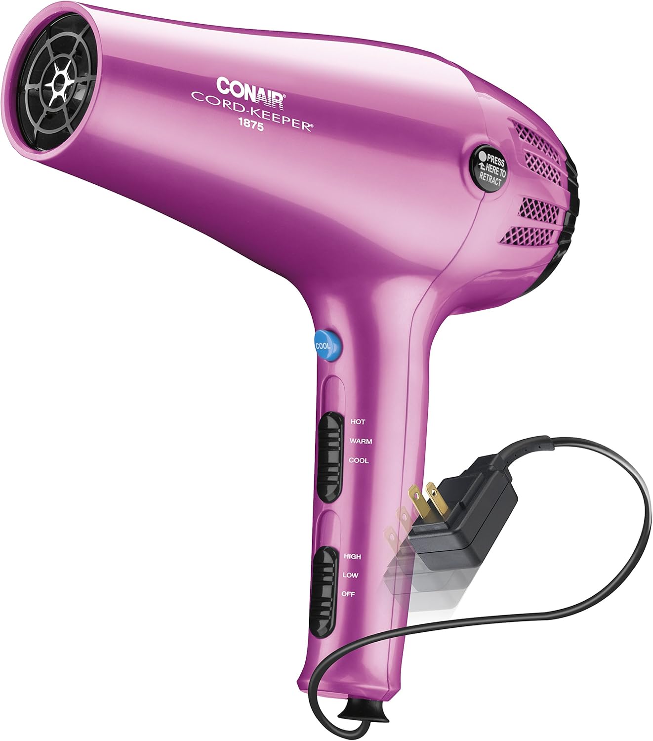 Conair 1875W Pink Hair Dryer with Retractable Cord - Image 9