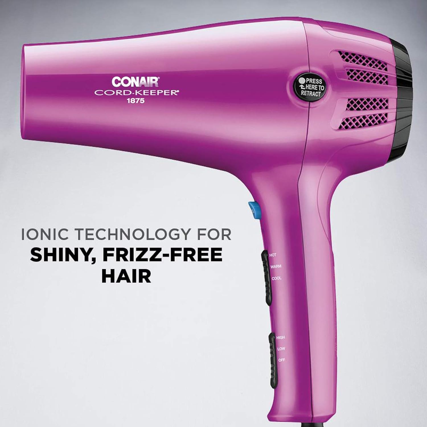 Conair 1875W Pink Hair Dryer with Retractable Cord - Image 3