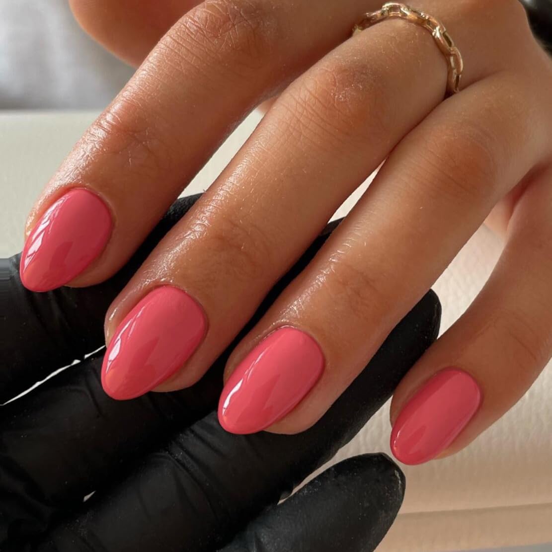 Coral Press On Nails Set - Short Oval and Almond Thick Acrylic for All Nail Beds